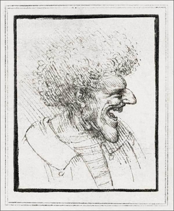 Galeria Plakatu, Plakat, Caricature of a Man with Bushy Hair, Leonardo Da Vinci, 40x40 cm