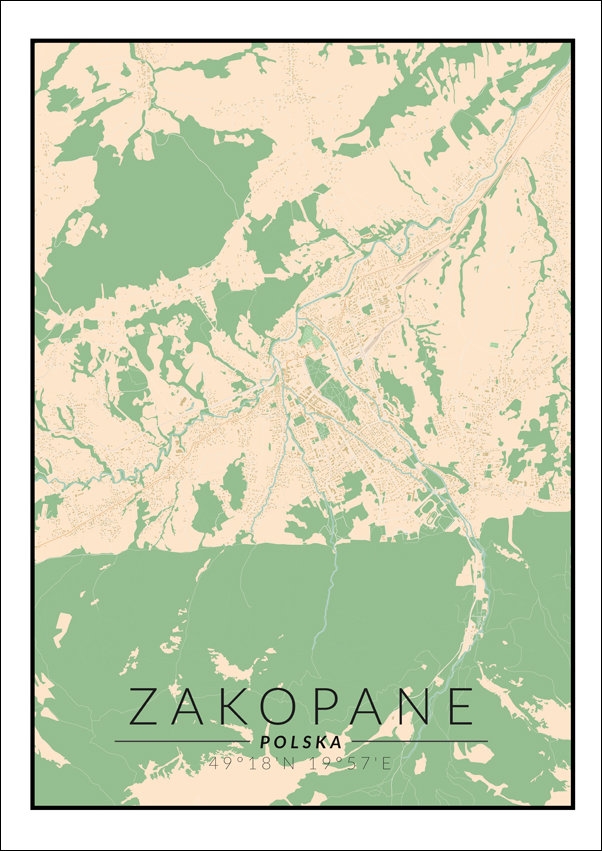 Galeria Plakatu, Plakat, Zakopane mapa kolorowa, 21x29,7 cm