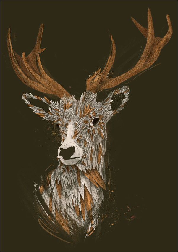 Galeria Plakatu, Feathered Deer, 70x100 cm