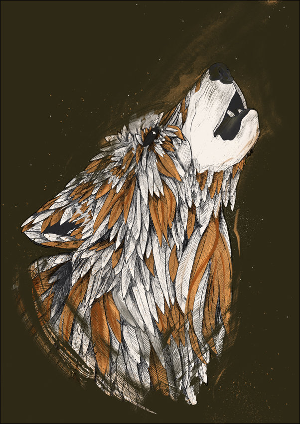 Galeria Plakatu, Feathered Wolf, 70x100 cm