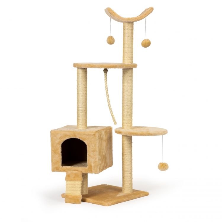 ModernHome Drapak dla kota domek legowisko piętrowe wieża 120cm + zabawki 1920