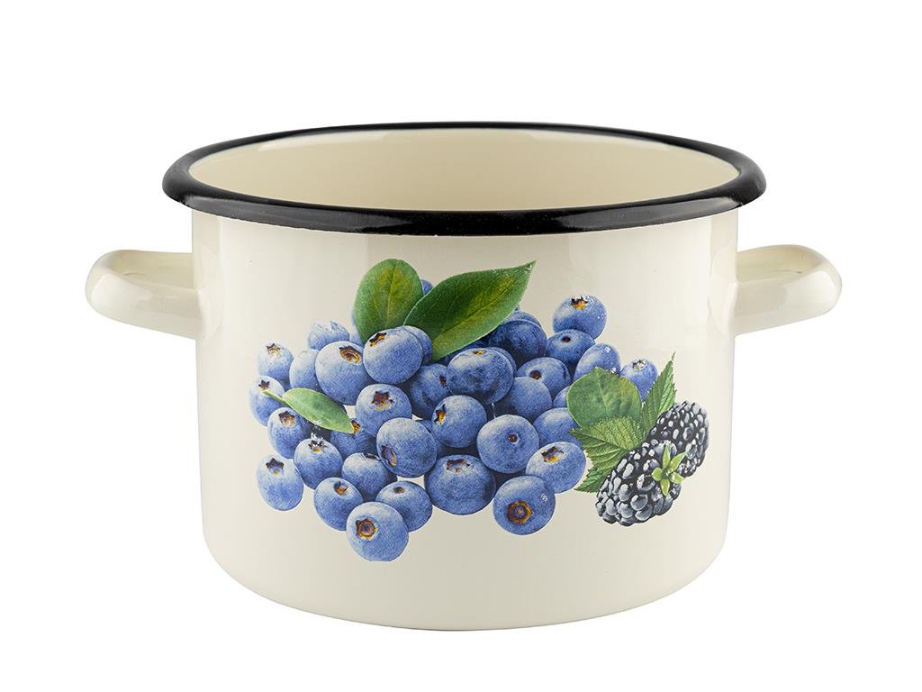 Garnek emaliowany na indukcję i gaz Emalia Polska Pleszew Borówka 18 cm 3,2 l