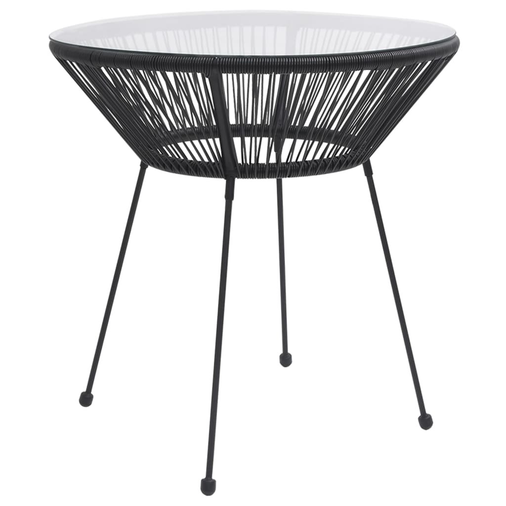 vidaXL Stolik ogrodowy czarny 70x74 cm rattan i szkło 312165