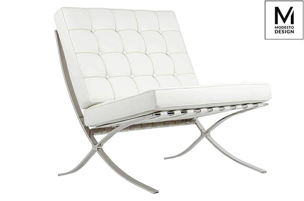 Modesto Design Fotel BARCELON biały - ekoskóra, stal polerowana KH.21456