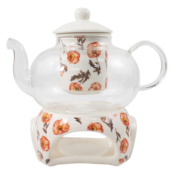 Duo Gift Szklany dzbanek 1000 ml z podgrzewaczem WILD POPPIES DUG_3143