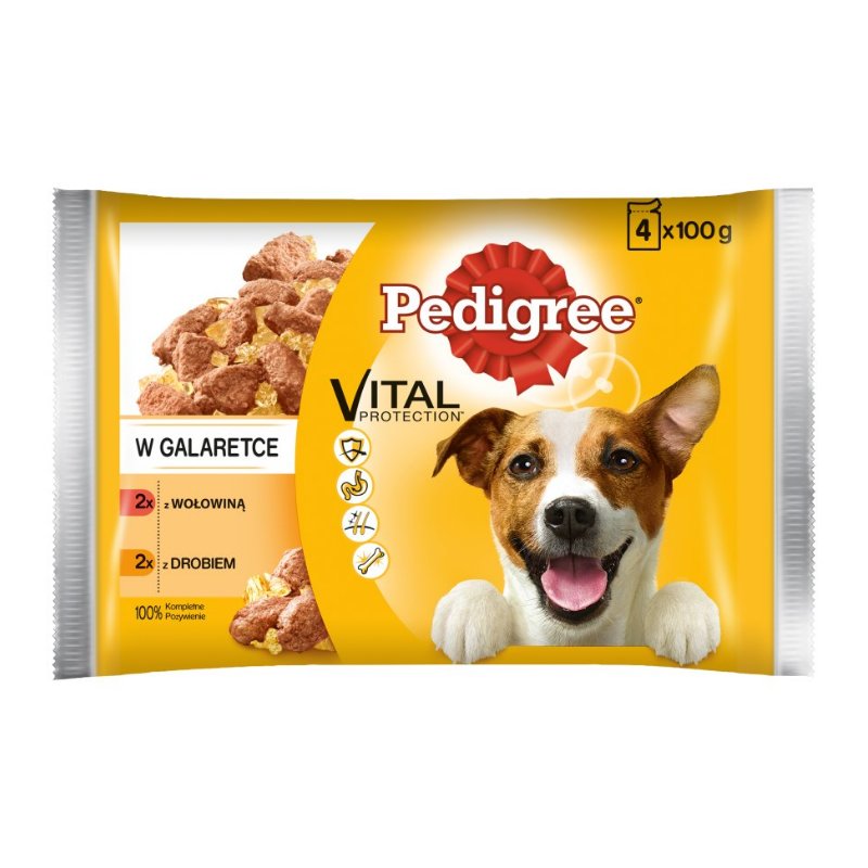 Pedigree Vital Protection wołowina i drób w galaretce 100g x 4 (multipak)