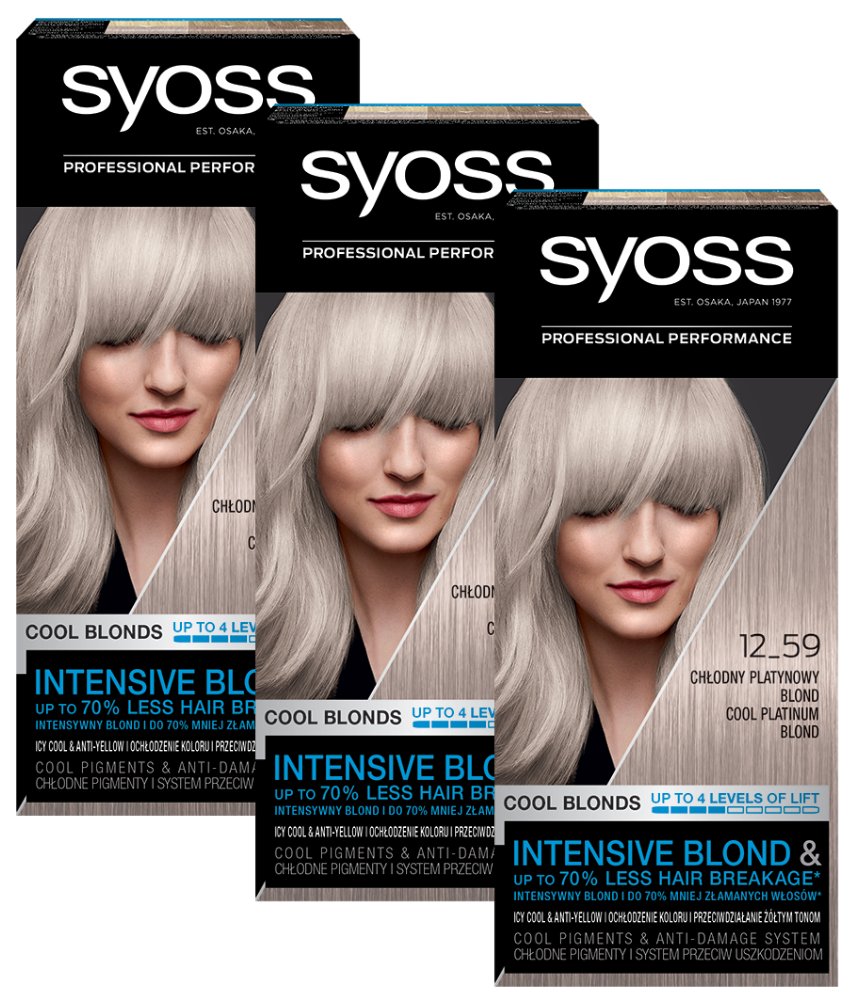 3X Farba Do Włosów Platynowy Blond Rozjaśniająca