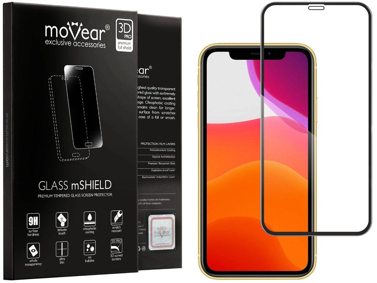 movear Szkło Hartowane 3D PRO na Apple iPhone 11 na Cały Ekran, 9H GLASS mSHIELD Czarny A0I11G3EXG13FBK1