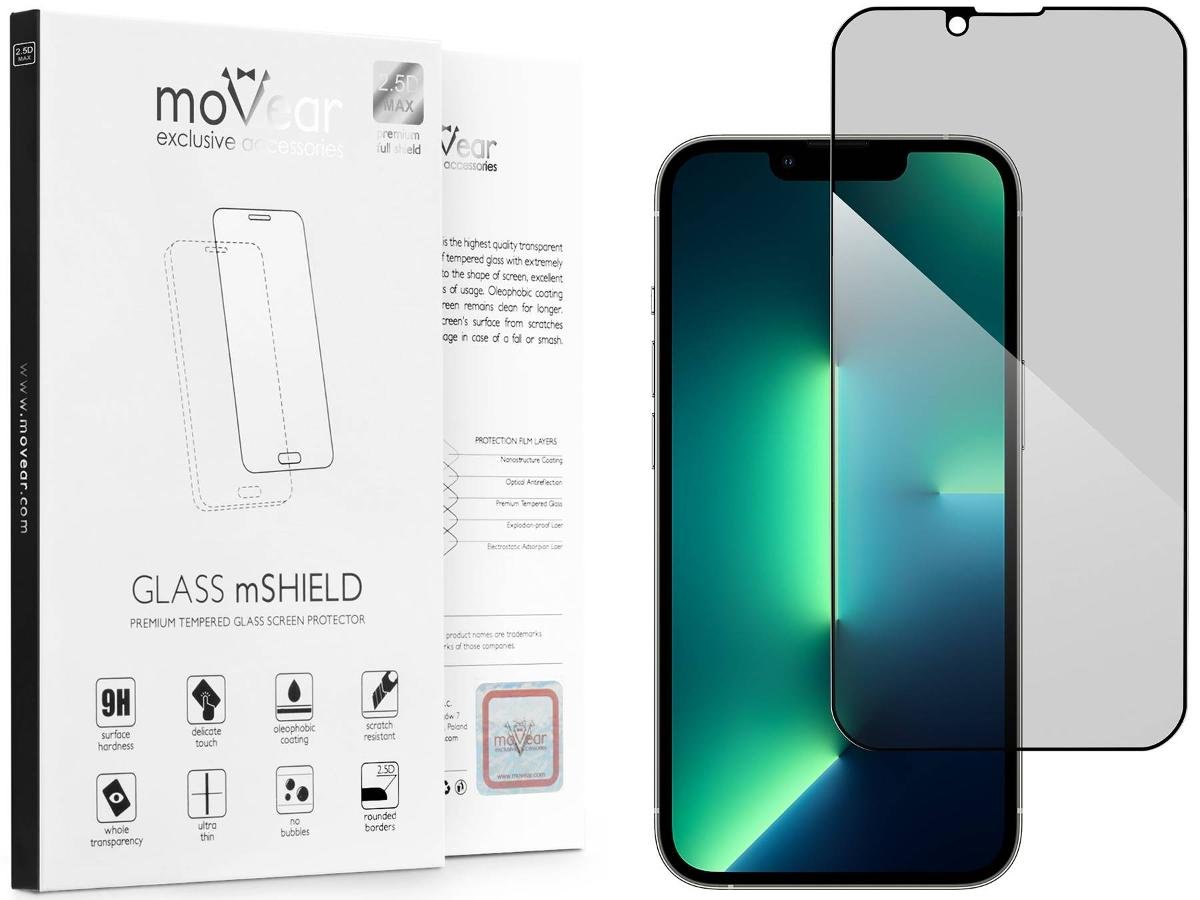 moVear 2.5D MAX privacy - Prywatyzujące szkło hartowane do Apple iPhone 13 Pro / 13 (6.1