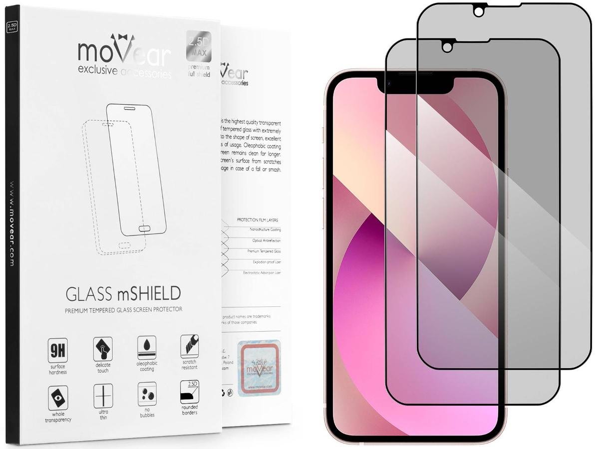 2 szt. | moVear 2.5D MAX privacy - Prywatyzujące szkło hartowane do Apple iPhone 13 Mini (5.4