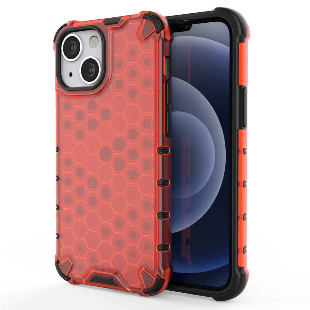 Hurtel Honeycomb etui pancerny pokrowiec z żelową ramką iPhone 13 mini czerwony
