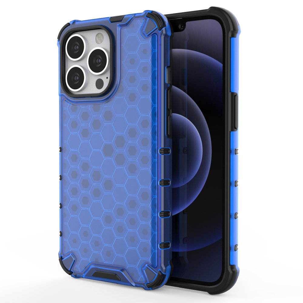 Hurtel Honeycomb etui pancerny pokrowiec z żelową ramką iPhone 13 Pro niebieski
