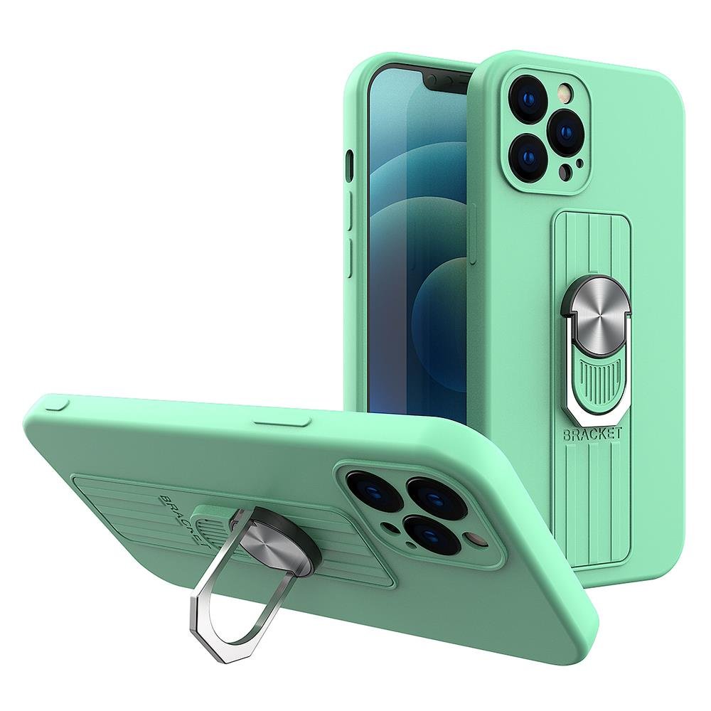 Hurtel Ring Case silikonowe etui z uchwytem na palec i podstawką do iPhone 11 Pro Max miętowy