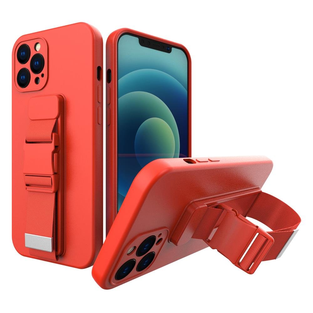 Hurtel Rope case żelowe etui ze smyczą łańcuszkiem torebka smycz Xiaomi Redmi 9 czerwony