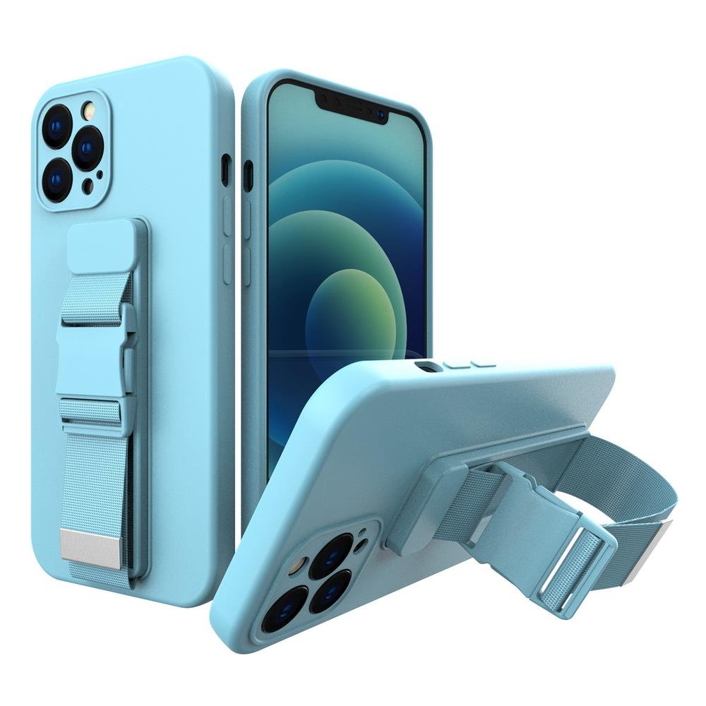 Hurtel Rope case żelowe etui ze smyczą łańcuszkiem torebka smycz Xiaomi Redmi Note 10 Pro niebieski