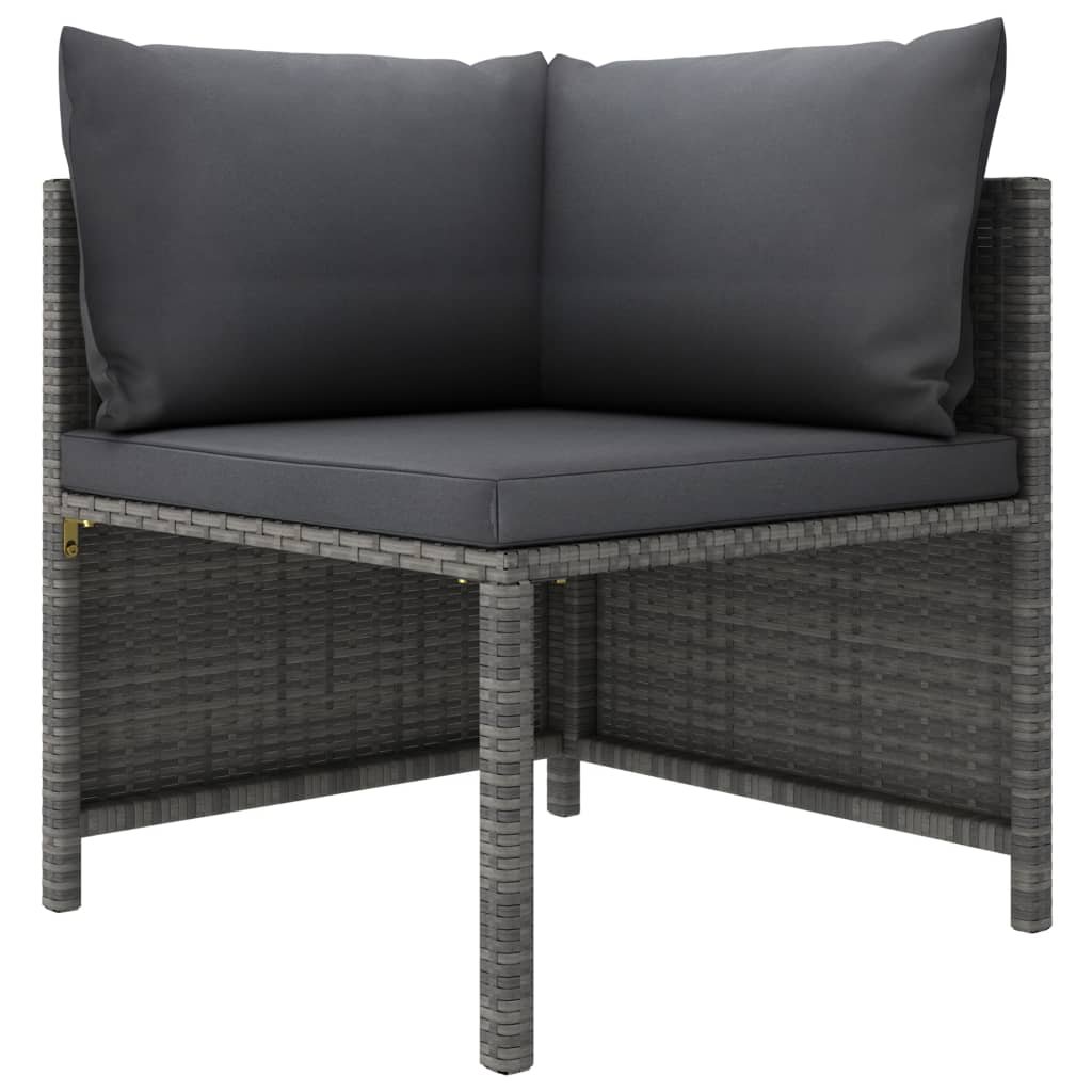 vidaXL 2-osobowa sofa ogrodowa z poduszkami, polirattan, szara
