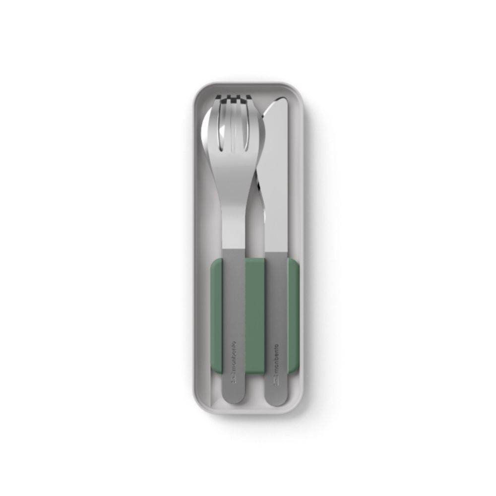 Monbento Sztućce Monbento Slim Box Natural Green 50300044