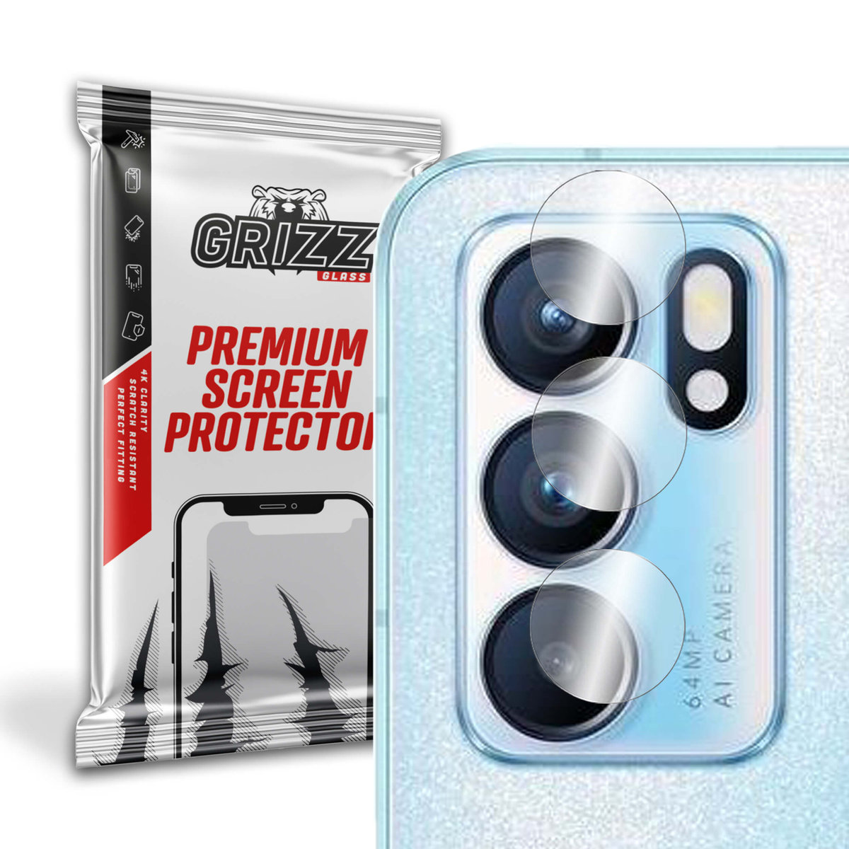 GrizzGlass HybridGlass Camera szkło hybrydowe na obiektyw do OPPO Reno6 5G