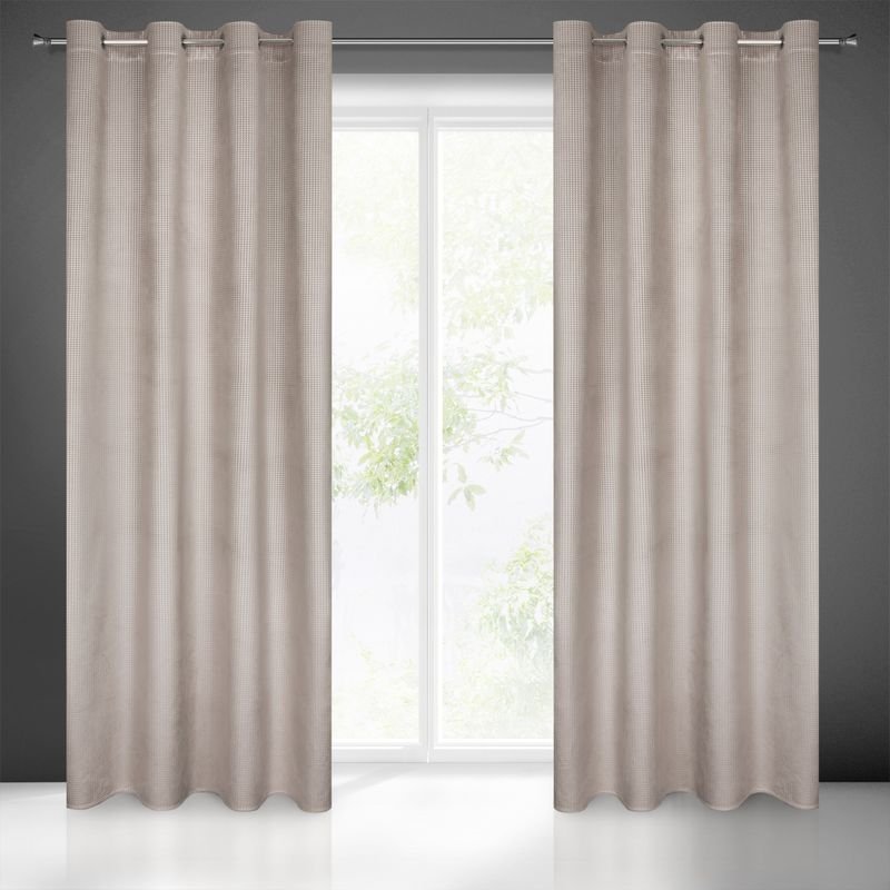 Euro Firany Zasłona Velvet Darcy 140 x 250 Przelotka Beżowy 1218092