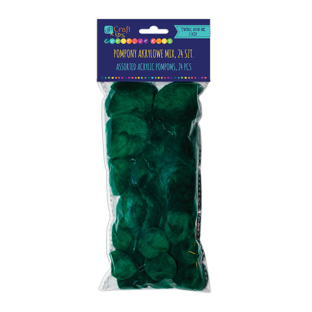DP Craft Pompony akrylowe ciemnozielone mix