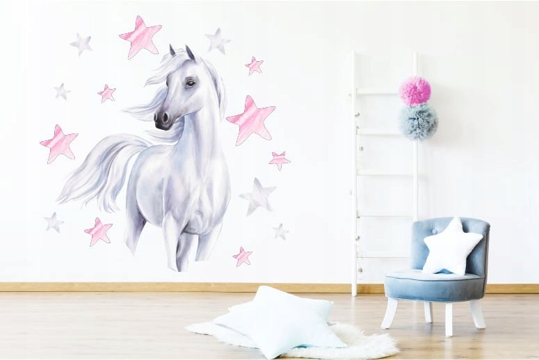 Pastelowy KOŃ Naklejka na ścianę 150x150cm /NaklejkiOzdobne