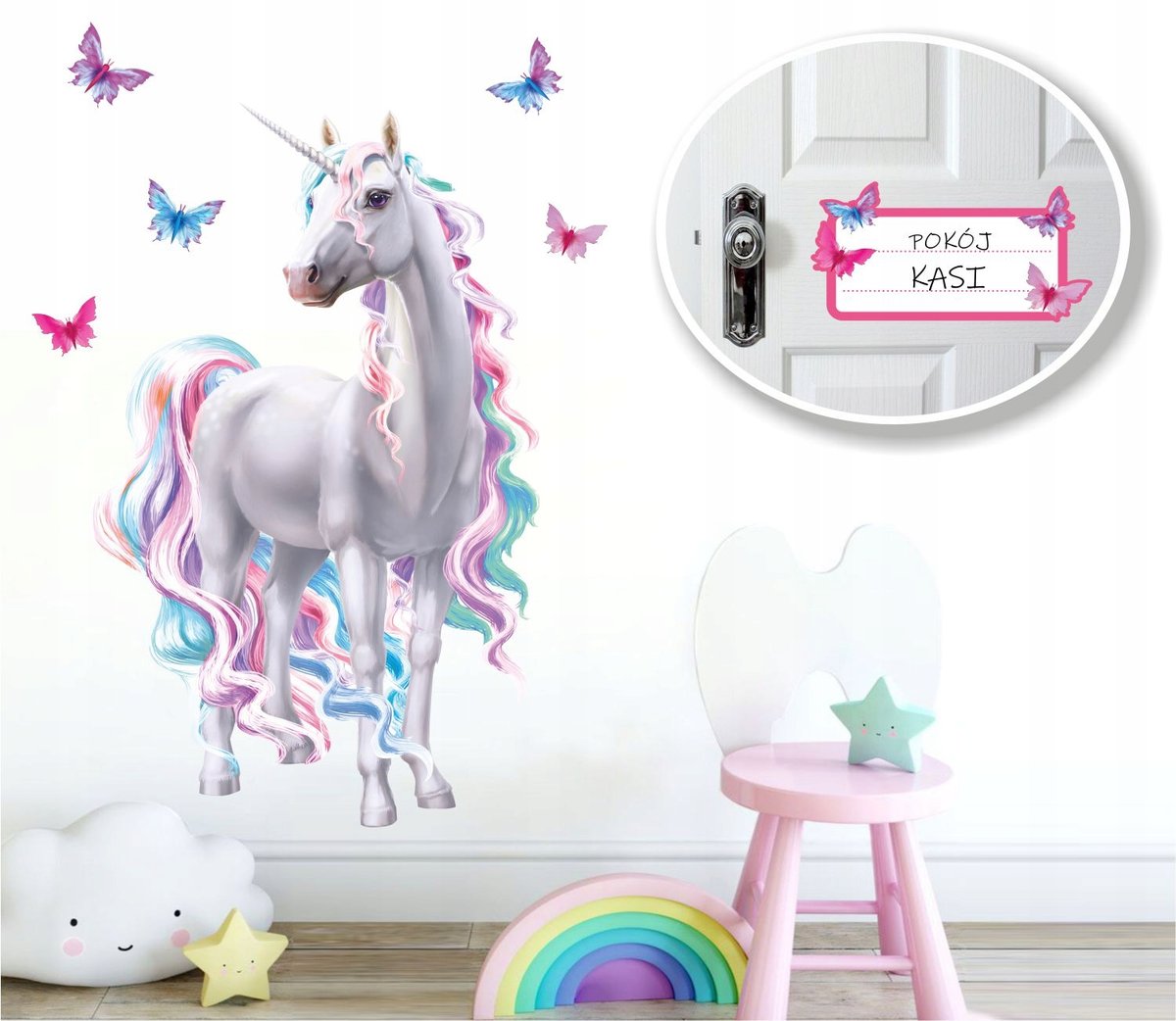 Jednorożec Unicorn Naklejki na ścianę 120cm KUC095 /NaklejkiOzdobne