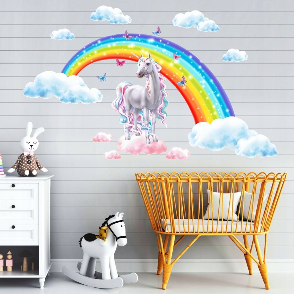 Naklejki na ścianę Jednorożec Tęcza Chmurki 130cm /NaklejkiOzdobne