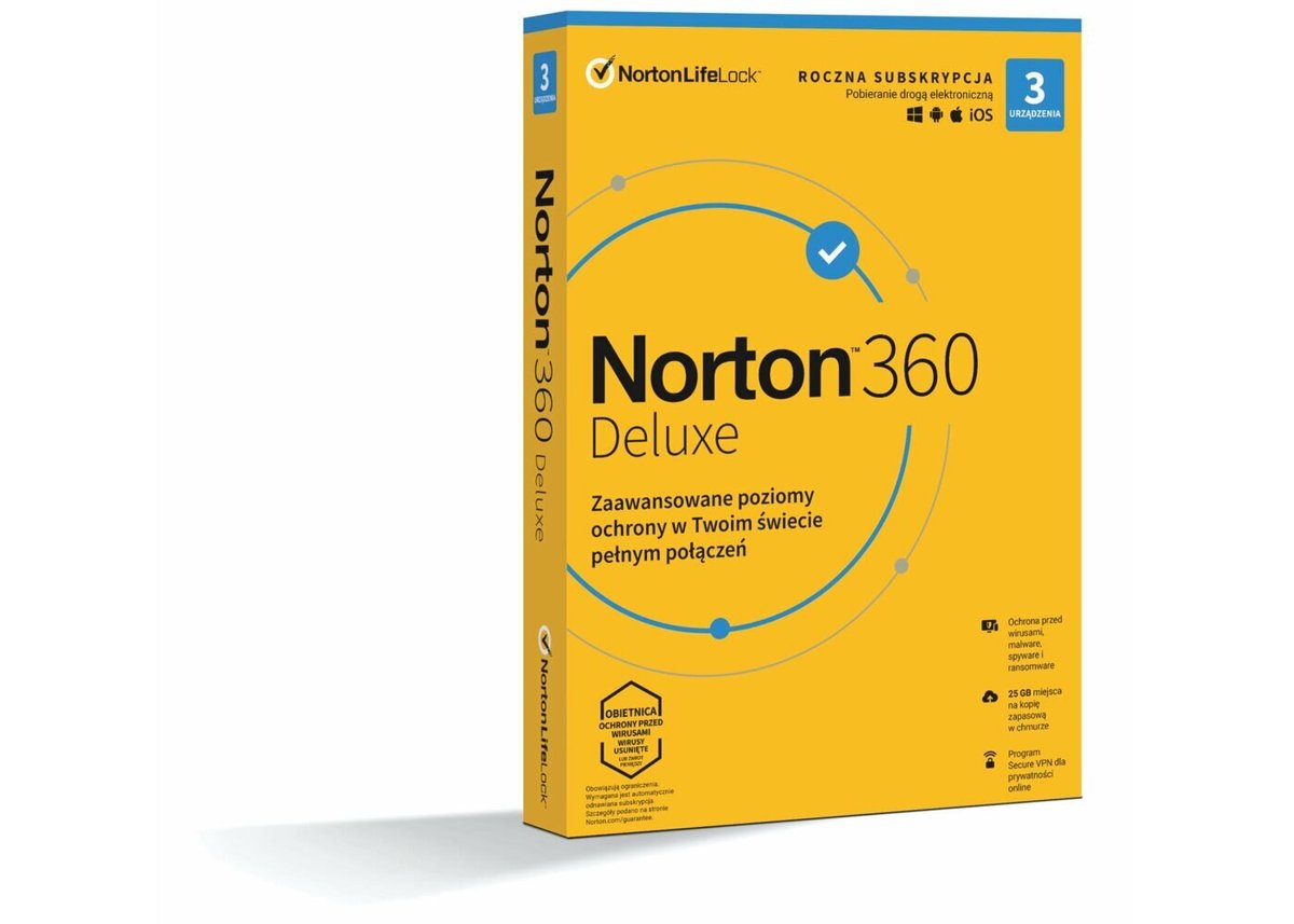 Program antywirusowy Norton 360 Deluxe ESD Licencja na 1 rok dla 3 użytkowników