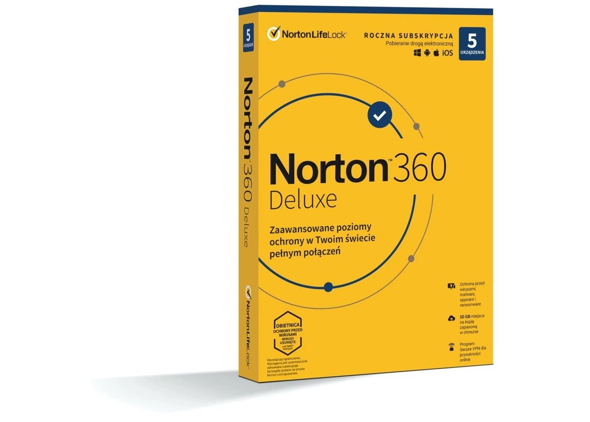 Program antywirusowy Norton 360 Deluxe ESD Licencja na 1 rok dla 5 użytkowników