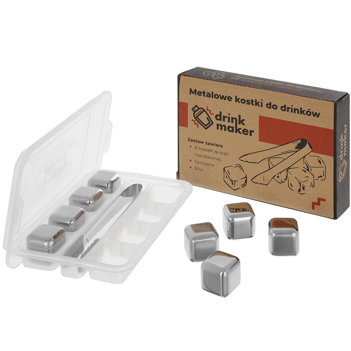 Metalowe kostki do schładzania drinków 8 szt. Whisky Stones stalowe