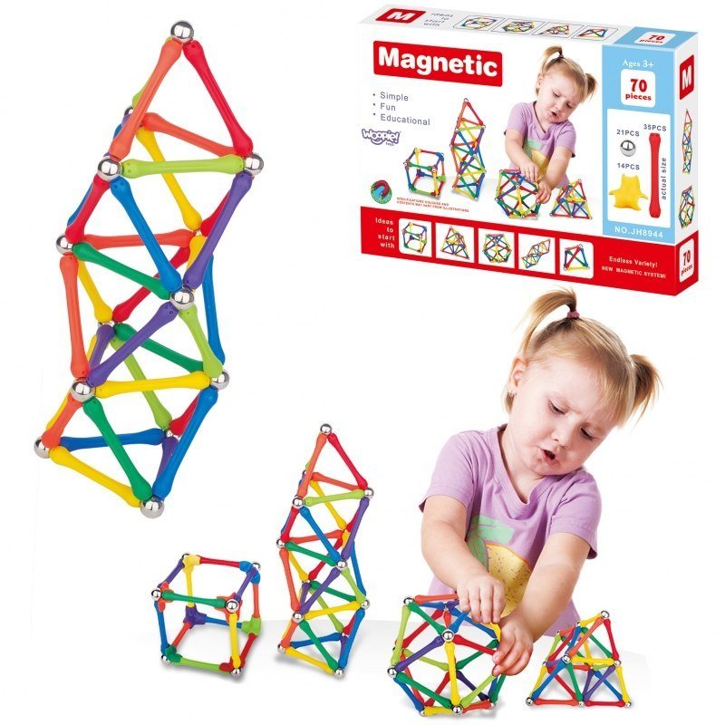 Woopie WOOPIE Klocki Magnetyczne Konstrukcyjne Układanka Kreatywna 70 el 40086