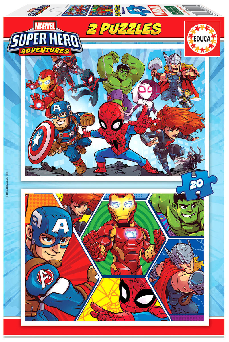 Educa 18648 Marvel Super Heroe Adventures 2 puzzle dla dzieci, 20 części, od 3 lat, kolorowe 18648