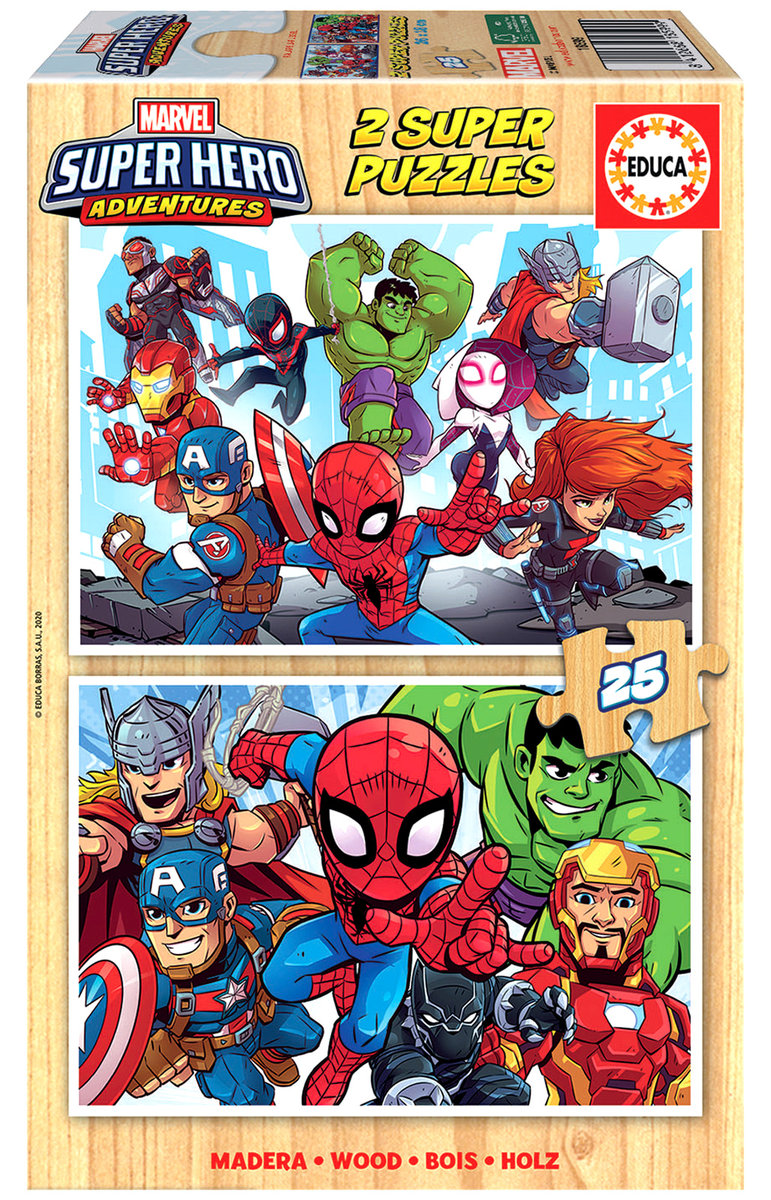 Marvel Puzzle 2x25 Super Hero Adventures drewno) Nowa