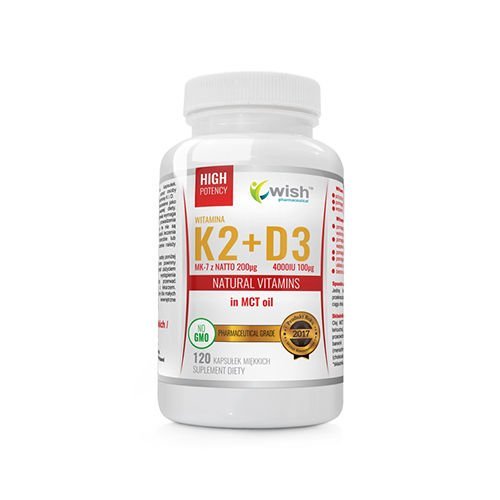 WISH Pharmaceutical Wish Pharmaceutical Vitamin K2 Mk-7 200mcg + D3 100mcg in MCT oil 120caps