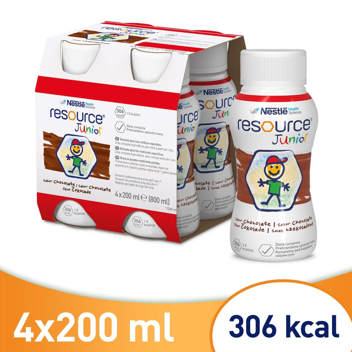 NESTLE Resource Junior czekoladowy 4 x 200 ml