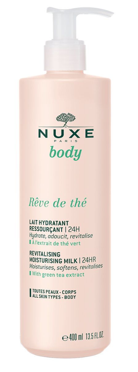 Nuxe Body Reve de The rewitalizujące mleczko nawilżające 24h 400 ml + Suchy olejek do pielęgnacji 10 ml 7083347
