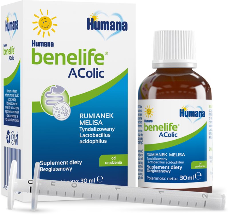 Humana Benelife Suplement diety AColic od urodzenia - do stosowania w przypadku kolki niemowlęcej 30 ml
