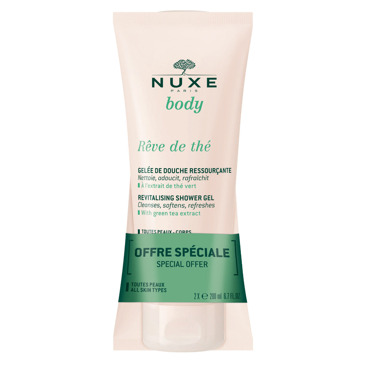 Nuxe POLSKA SP. Z O.O. Body Reve de The rewitalizujący żel pod prysznic 2 x 200 ml [DWUPAK] 7084599