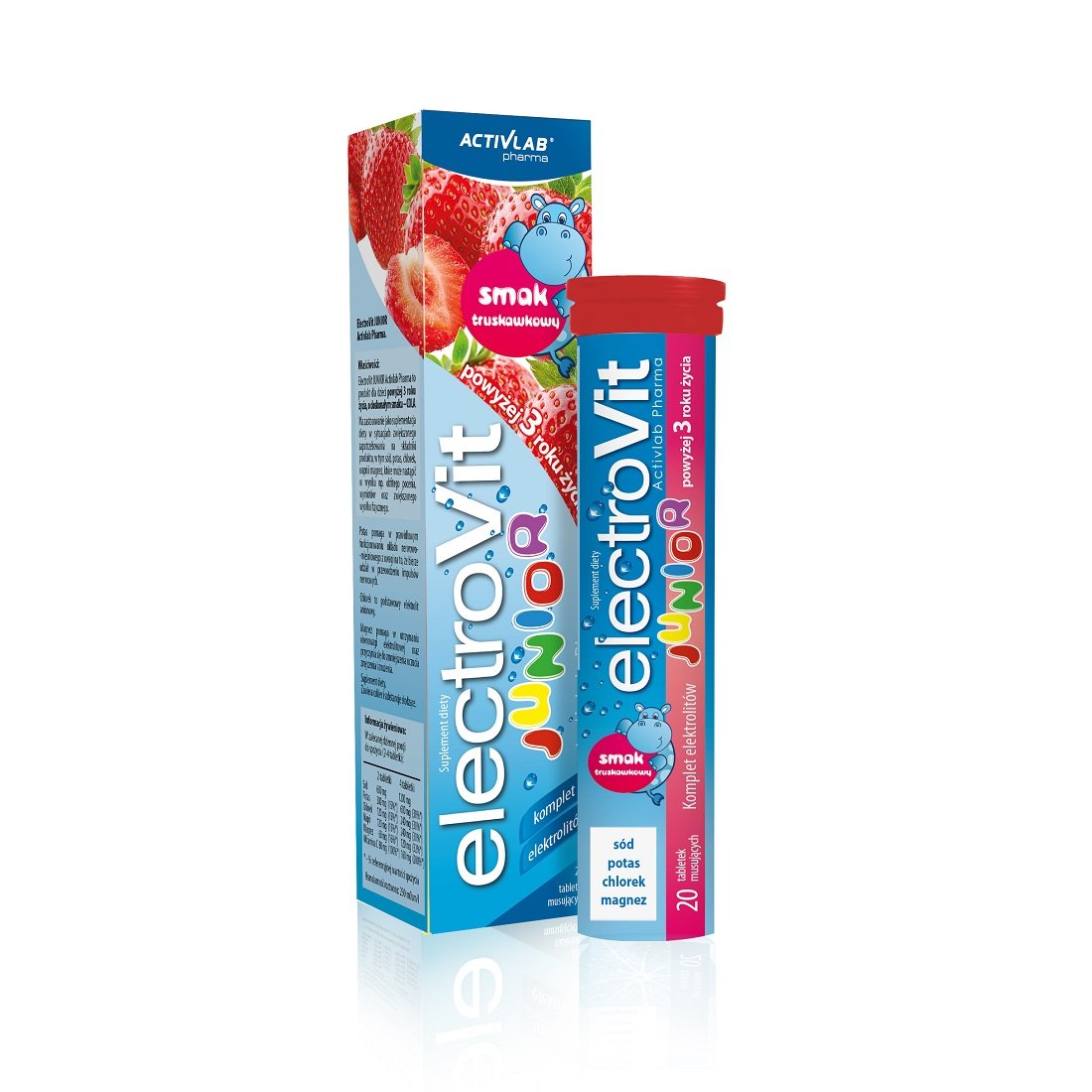 UNIPRO SP. Z O.O. ElectroVit Junior elektrolity o smaku truskawkowym dla dzieci 3+ 20 tabletek musujących 3769781