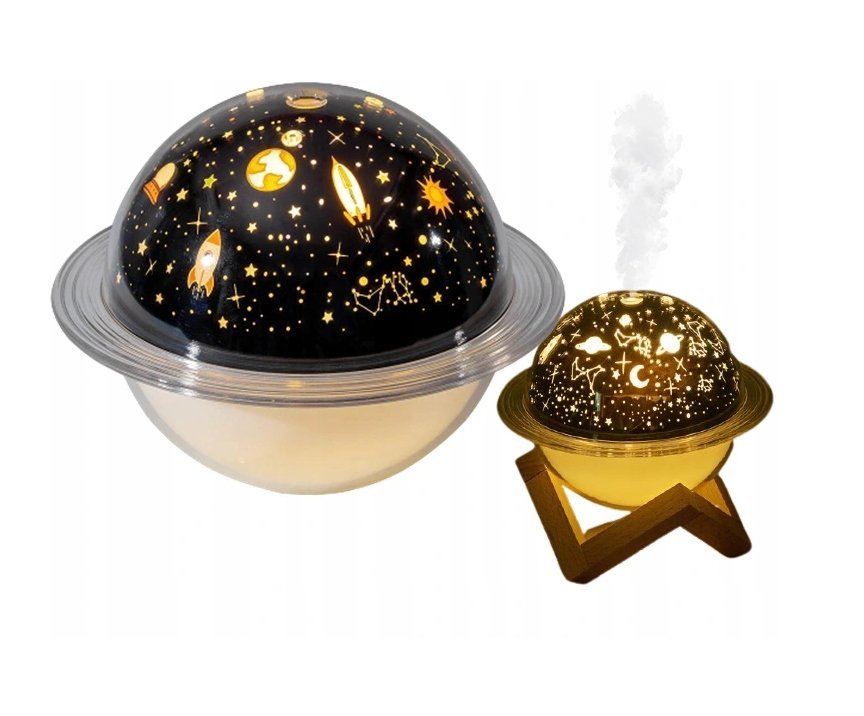 Lampka nocna z dyfuzorem i projektorem RGB, Gwieździsty Kosmos