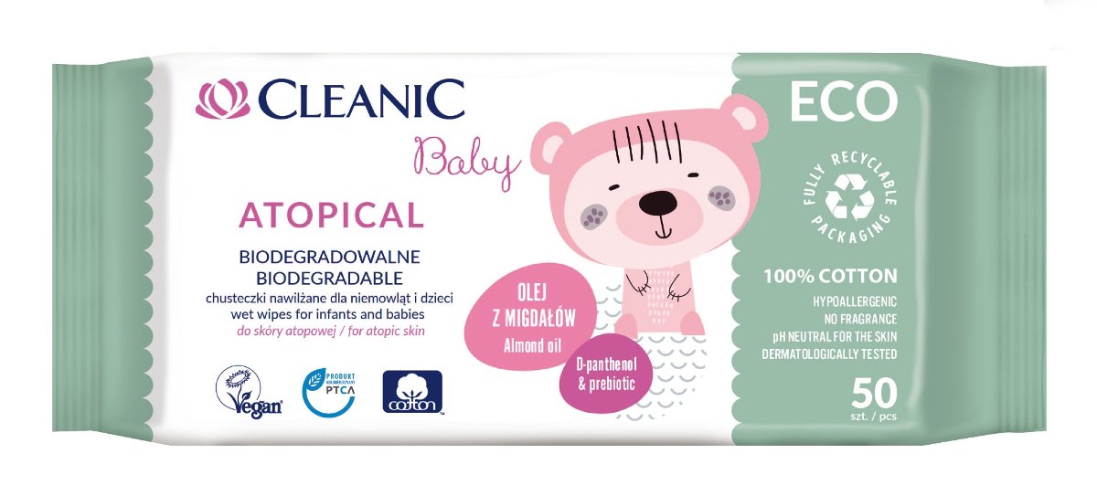 Cleanic Harper Hygienics Baby ECO Atopical nawilżane chusteczki dla niemowląt i dzieci 50 sztuk 7082921