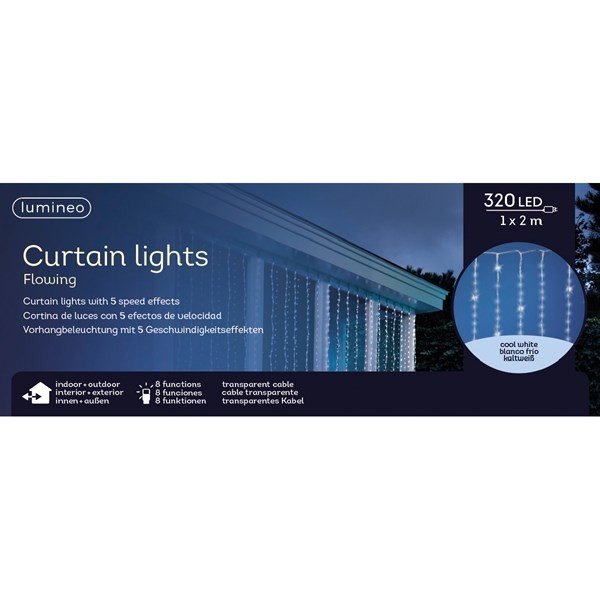 Kurtyna 320L ledowa spływająca z programatorem zimny biały 1x2m