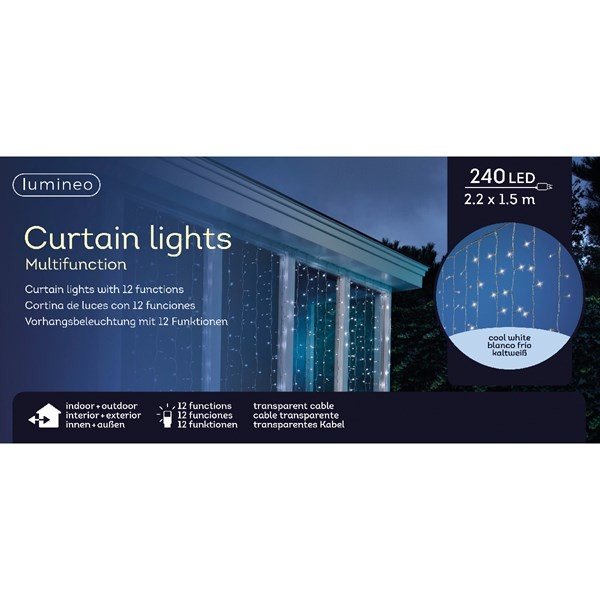 Kurtyna świetlna na zewnątrz 240 led 225x150cm zimny biały