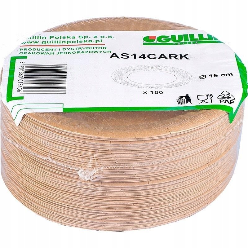 Małe talerzyki papierowe kraftowe jednorazowe ekologiczne 15cm 100szt