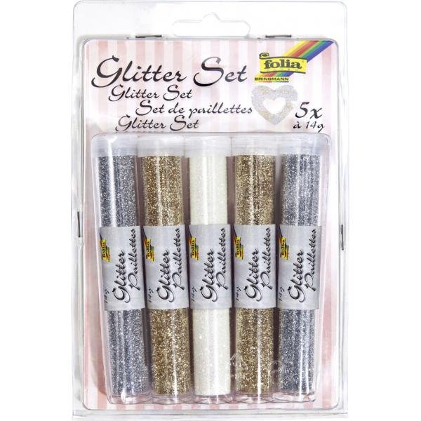 Folia Glitter  57801  zestaw z 5 rurka  14 G Glitter proszku 57801F