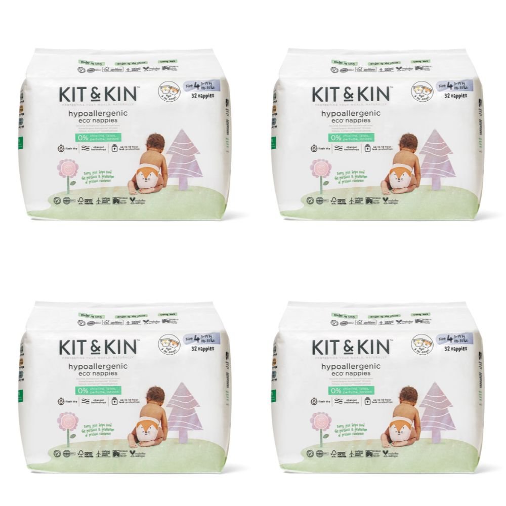 Kit And Kin, Pieluchy jednorazowe, rozmiar 4 Maxi Plus, 9-14 kg, 128 szt.