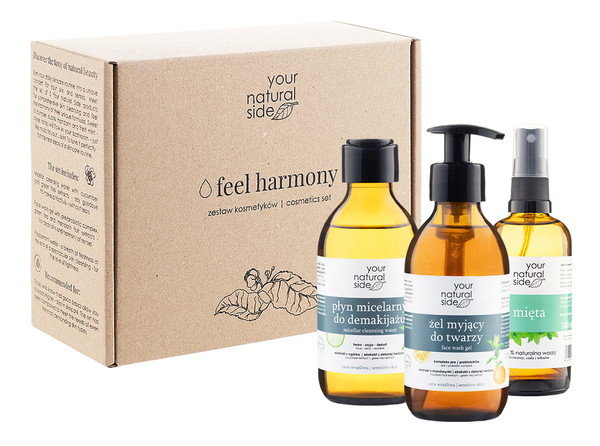 Your Natural Side YOUR NATURAL SIDE FEEL HARMONY ZESTAW  PŁYN MICELARNY + ŻEL MYJĄCY DO TWARZY + HYDROLAT MIĘTOWY 5903887126199