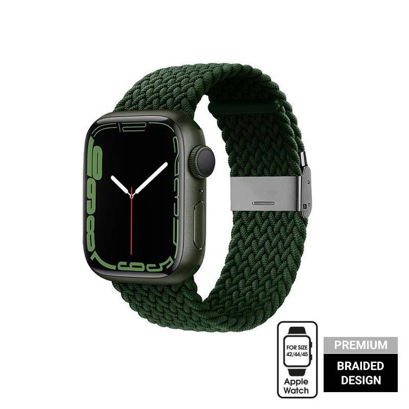 Crong Wave Band – Pleciony pasek do Apple Watch 42/44/45/49 mm (zielony)