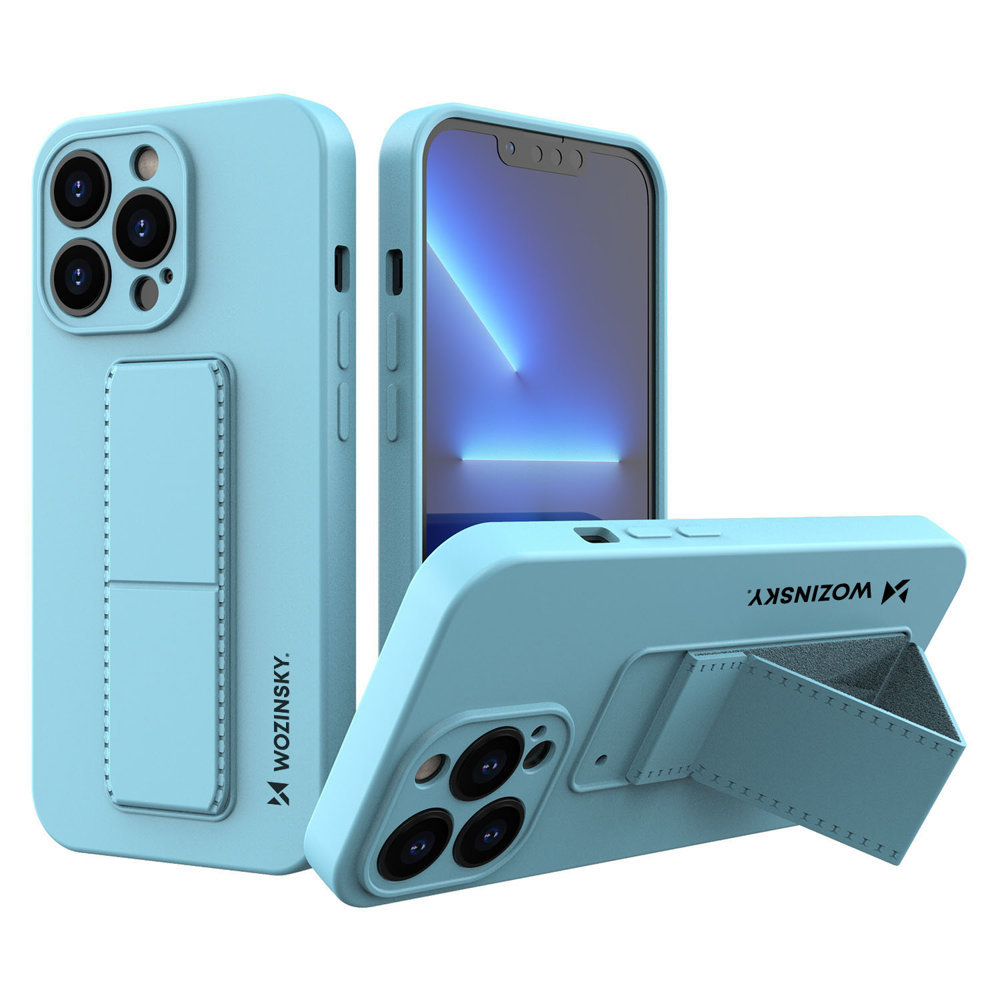Wozinsky Kickstand Case elastyczne silikonowe etui z podstawką iPhone 13 niebieski