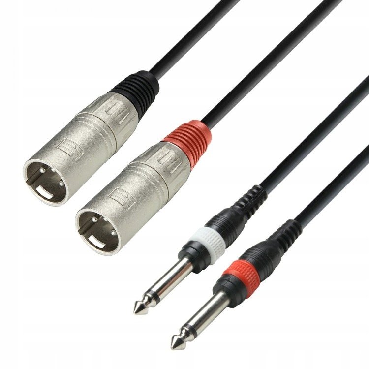 Adam Hall K3 TMP 0600 - Kabel audio 2 x XLR męski na 2 x 6,3 mm mono Jack męski, 6 m K3TMP0600